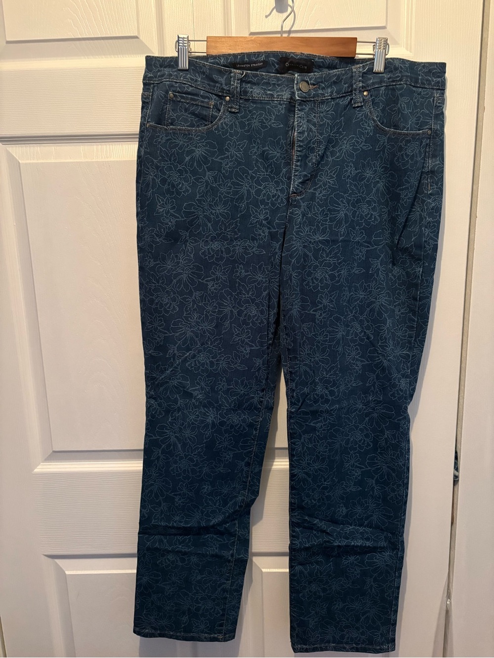 Charter Club Dark Blue Floral Straight Jeans